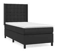 KKgypkn Cama de salto con colchón de 90 x 190 cm, piel sintética, color negro, cabecera ajustable en altura, colchón de muelle con soporte de dureza media, cojín agradable para la piel,