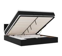 KKgypkn Cama otomana con colchón negro de 180 x 200 cm de piel sintética con muelles ensacados y gran espacio de almacenamiento mediante mecanismo de elevación hidráulica para un sueño reparador