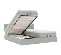KKgypkn Cama otomana con colchones gris claro de 200 x 200 cm, núcleo de muelles ensacados de terciopelo y mecanismo de elevación hidráulico para un sueño reparador y un gran espacio de almacenamiento