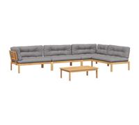 KKgypkn Conjunto de muebles de exterior de madera de acacia con sofá modular de palets de madera de acacia y muebles de jardín de madera maciza de acacia, para exteriores como duradero