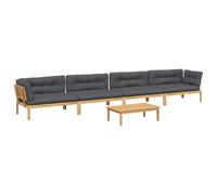 KKgypkn Conjunto de muebles de exterior de madera de acacia con sofá modular de palets de madera de acacia y muebles de jardín de madera maciza de acacia, para exteriores como duradero