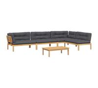 KKgypkn Conjunto de muebles de exterior de madera de acacia con sofá modular de palets de madera de acacia y muebles de jardín de madera maciza de acacia, para exteriores como duradero