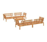 KKgypkn Juego de 5 sofás de jardín de madera maciza de acacia, sofá de jardín modular de palets de madera, para exteriores, madera de acacia, para exteriores