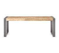 KKgypkn Mesa de centro de madera con tapa fija para sala de estar en madera de mango áspera y acero