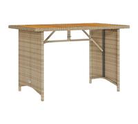 KKgypkn Mesa de jardín robusta con tablero de madera para exteriores de poliratán, mesa de jardín de fácil cuidado con ratán PE y madera, mesa moderna con tablero de madera y poli