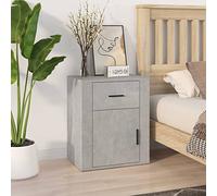 KKgypkn Mesita de noche gris hormigón, 50 x 36 x 60 cm, material de madera con cajón y puerta para espacio de almacenamiento, mesa auxiliar estable. Esta elegante mesita de noche hecha de madera