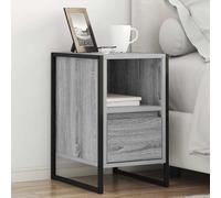 KKgypkn Mesita de noche Sonoma gris, 2 unidades, 39,5 x 30 x 50 cm, material de madera, estilo industrial con marco de acero y cajón. Esta mesita de noche de diseño industrial combina estilo