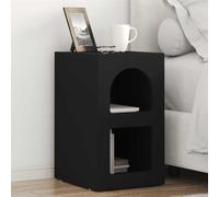 KKgypkn Moderna mesita de noche negra de 2 piezas de madera compacta con estante de almacenamiento para dormitorio. Esta moderna mesita de noche en color negro, 2 piezas en el juego, combina