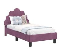 KKgypkn Moderno marco de cama con cabecero de color morado, 70 x 140 cm, tapizado en terciopelo - Somier de láminas resistente y prácticos compartimentos para almacenamiento, 4 piezas de fijación