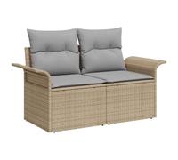 KKgypkn Sofá de jardín que ahorra espacio para pequeñas terrazas de polirratán con cojín y cojín estrecho - Sofá de jardín moderno para terraza en beige - Sofá resistente a la intemperie