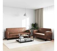 KKgypkn Sofá marrón con diseño clásico, sofá de dos plazas, imitación de ante sintético y estructura de madera maciza para mayor durabilidad y comodidad, acolchado cómodo
