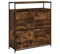 KKgypkn Zapatero con 4 solapas y zapatero de roble ahumado, 100 x 34 x 112 cm, ahorro de espacio, mueble de almacenamiento con mucho espacio de almacenamiento para un apartamento organizado