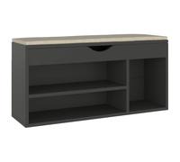 KKgypkn Zapatero con cojín gris y silla para zapatos gris de madera, banco con espacio de almacenamiento, dimensiones 104 x 30 x 49 cm, acabado robusto con acolchado extraíble
