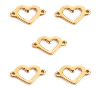 kkjoy 5Pcs DIY Dijes de Corazón de Amor para Hacer Joyas y Manualidades, Or Colgante de Joyería de Acero Inoxidable para Hacer Collar Pendientes(Serie 2) (Estilo 2)