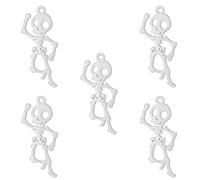 kkjoy 5Pcs DIY Dijes de Esqueleto de Halloween para Hacer Joyas y Manualidades, Colgante de Joyería de Acero Inoxidable para Hacer Collar Pendientes (Estilo 7)