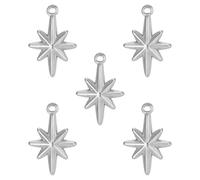 kkjoy 5Pcs DIY Dijes de Estrella para Hacer Joyas y Manualidades, Colgante de Joyería de Acero Inoxidable para Hacer Collar Pendientes(Estilo 4)
