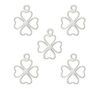 kkjoy 5Pcs DIY Dijes de Trébol de Cuatro Hojas para Hacer Joyas y Manualidades, Colgante de Joyería de Acero Inoxidable para Hacer Collar Pendientes (Estilo 5)