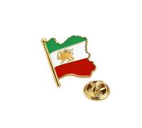 KKJOY Alfiler de Mapa Bandera Emblema de Irán de Acero Inoxidable Alfiler de Solapa Patriótico Unisex Color Bandera Joyería León Persa y Sol para Mujer Hombre(Estilo 5, Oro)