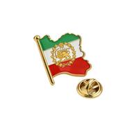 KKJOY Alfiler de Mapa Bandera Emblema de Irán de Acero Inoxidable Alfiler de Solapa Patriótico Unisex Color Bandera Joyería León Persa y Sol para Mujer Hombre(Estilo 3, Oro)