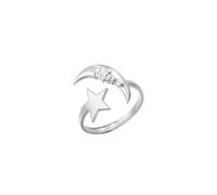 kkjoy Anillo Ajustable con Luna Creciente y Estrella para Hombre Mujer