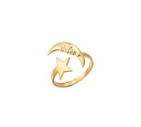 kkjoy Anillo Ajustable con Luna Creciente y Estrella para Hombre Mujer