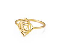 kkjoy Anillo de 7 Chakras de Acero Inoxidable Anillo de Energía para Yoga Sanación Espiritual Joyería de Meditación para Mujeres(Chakra Raíz, Oro, Diámetro 20 mm)