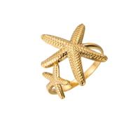 kkjoy Anillo de Estrella de Mar de Acero Inoxidable Anillo Marino Joyería Vacaciones en la Playa para Mujer Hombre Amantes del Mar(Oro)