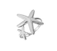 kkjoy Anillo de Estrella de Mar de Acero Inoxidable Anillo Marino Joyería Vacaciones en la Playa para Mujer Hombre Amantes del Mar(Plata)