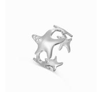 kkjoy Anillo de Estrella de Mar de Acero Inoxidable Anillo Marino Vacaciones en la Playa Joyería para Mujer Hombre Amantes del Mar(Plata)