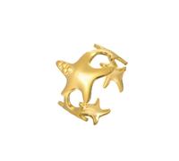 kkjoy Anillo de Estrella de Mar de Acero Inoxidable Anillo Marino Vacaciones en la Playa Joyería para Mujer Hombre Amantes del Mar(Oro)