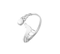 kkjoy Anillo de Lobo Aullando a la Luna de Acero Inoxidable Anillo Ajustable Apilables Joyería para Mujeres Hombres Amantes de los Animales