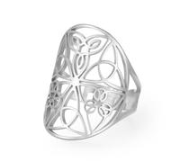 kkjoy Anillo de Nudos Trinitarios Irlandeses de Acero Inoxidable Anillo Celta de Triple Nudo Eternidad Promesa Amuleto de Joyería para Mujeres (Plata)