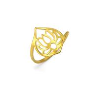 kkjoy Anillo de Yoga Flor de Loto de Acero Inoxidable Anillo de Loto Anillo de Promesa Joyería de Inspiración para Mujeres Señoras Encantadoras