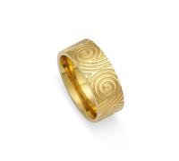 kkjoy Anillo Espiral Redondo de Acero Inoxidable Anillo de Banda Ancha Remolino Geométrico Joyería para Mujeres Hombres(Oro, Diámetro 21 mm)
