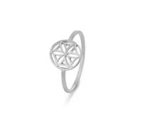 kkjoy Anillo Flor de la Vida de Acero inoxidable Anillo de promesa Flores Eternas Geometría Sagrada Mandala Joyería para Mujer(Estilo 5,Plata, Diámetro 19 mm)