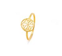 kkjoy Anillo Flor de la Vida de Acero inoxidable Anillo de promesa Flores Eternas Geometría Sagrada Mandala Joyería para Mujer(Estilo 5,Oro, Diámetro 18 mm)