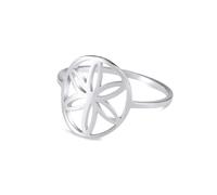 kkjoy Anillo Flor de la Vida de Acero inoxidable Anillo de promesa Flores Eternas Geometría Sagrada Mandala Joyería para Mujer(Estilo 1,Plata, Diámetro 19 mm)