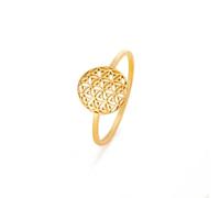 kkjoy Anillo Flor de la Vida de Acero inoxidable Anillo de promesa Flores Eternas Geometría Sagrada Mandala Joyería para Mujer(Estilo 3,Oro, Diámetro 17 mm)