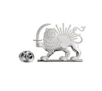 KKJOY Broche de Persa León y Sol de Irán de Acero Inoxidable Alfiler de Solapa Patriótico Unisex Joyería con Emblema Nacional para Mujer Hombre(Estilo 2, Plata)