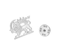 KKJOY Broche de Persa León y Sol de Irán de Acero Inoxidable Alfiler de Solapa Patriótico Unisex Joyería con Emblema Nacional para Mujer Hombre(Estilo 1, Plata)