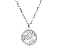 kkjoy Collar Árbol de la Vida de Cristal de Acero Inoxidable Colgante Árbol Genealógico Joyería Espiritual Inspirada en la Naturaleza para Mujeres Hombres(Estilo 13, Plata)