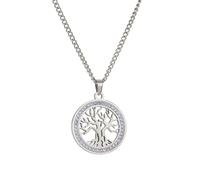 kkjoy Collar Árbol de la Vida de Cristal de Acero Inoxidable Colgante Árbol Genealógico Joyería Espiritual Inspirada en la Naturaleza para Mujeres Hombres(Estilo 8, Plata)