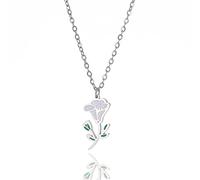 kkjoy Collar Colgante con Flores de Nacimiento de Acero Inoxidable Joyas Flores de Cumpleaños para Mujeres Encantadoras(09-Sept-Gloria de Mañana-Esmalte, Plata)
