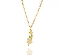 kkjoy Collar Colgante con Flores de Nacimiento de Acero Inoxidable Joyas Flores de Cumpleaños para Mujeres Encantadoras(05-May-Espino Blanco-Esmalte, Oro)