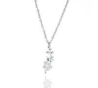 kkjoy Collar Colgante con Flores de Nacimiento de Acero Inoxidable Joyas Flores de Cumpleaños para Mujeres Encantadoras(05-May-Espino Blanco-Esmalte, Plata)