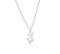 kkjoy Collar Colgante con Flores de Nacimiento de Acero Inoxidable Joyas Flores de Cumpleaños para Mujeres Encantadoras(09-Sept-Gloria de Mañana, Plata)