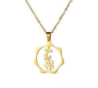 kkjoy Collar Colgante con Flores de Nacimiento de Acero Inoxidable Joyas Flores de Cumpleaños para Mujeres Encantadoras(05-May-Espino Blanco-Forma de Circular, Oro)