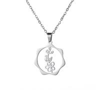 kkjoy Collar Colgante con Flores de Nacimiento de Acero Inoxidable Joyas Flores de Cumpleaños para Mujeres Encantadoras(05-May-Espino Blanco-Forma de Circular, Plata)