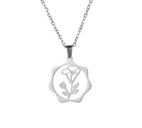 kkjoy Collar Colgante con Flores de Nacimiento de Acero Inoxidable Joyas Flores de Cumpleaños para Mujeres Encantadoras(09-Sept-Gloria de Mañana-Forma de Circular, Plata)