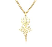 kkjoy Collar Colgante Flor de Loto Yoga de Acero Inoxidable Joyas Budismo Unalome Inspiración para Mujeres Señoras con Encanto (Oro)